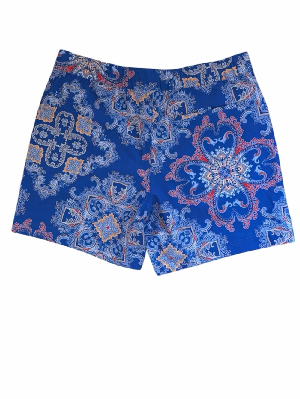 NWT 2XL Robert Graham Blue Paisley Swim Trunks with Orange Drawstring